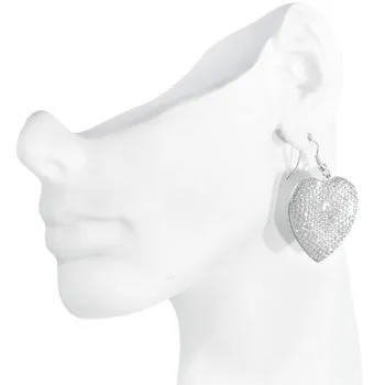 Chic Clear Gem Studded Heart Dangle Earrings