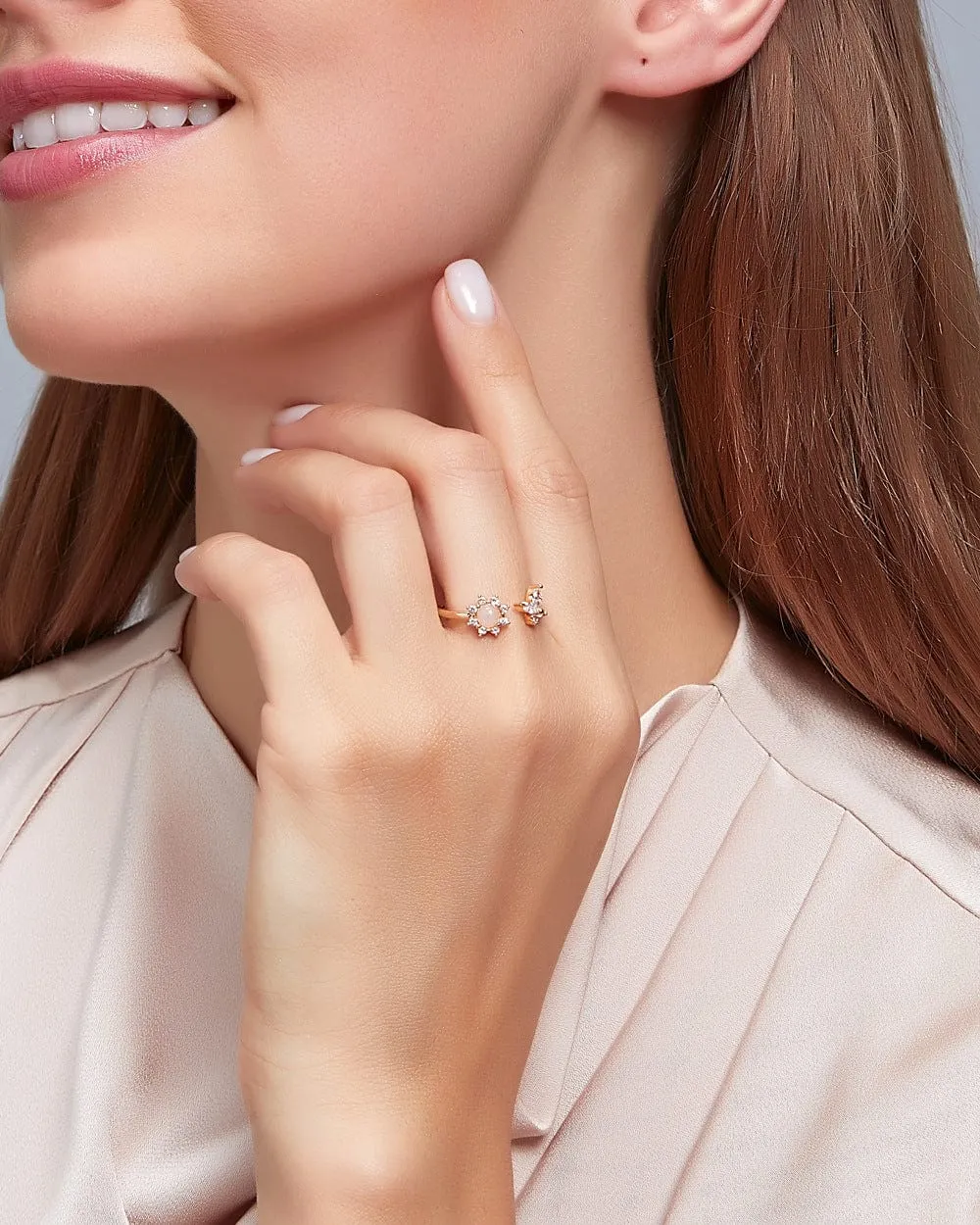 Chic CZ Inlaid Opal Floral Butterfly Ring