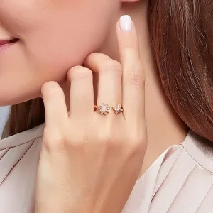 Chic CZ Inlaid Opal Floral Butterfly Ring