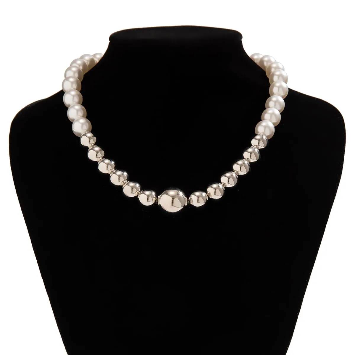 Chic Gold Plated Pearl Chain Choker Necklace