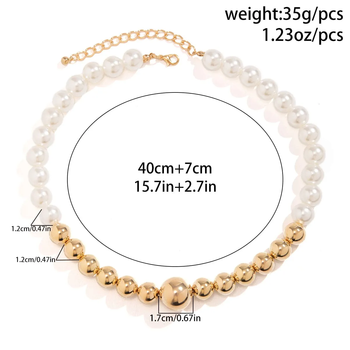 Chic Gold Plated Pearl Chain Choker Necklace