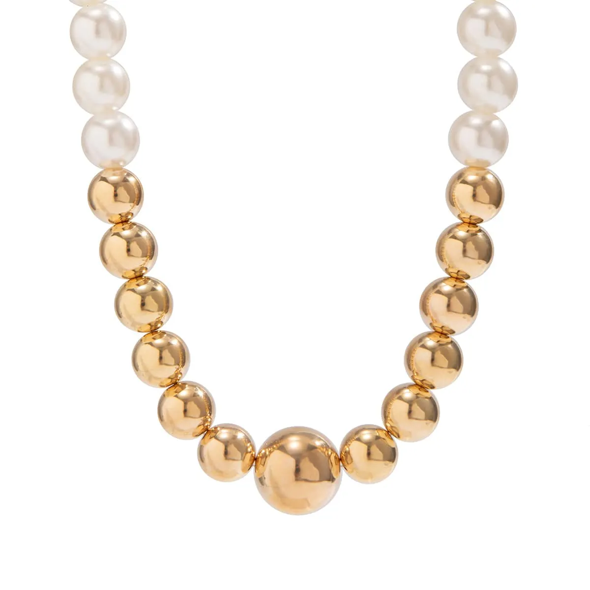 Chic Gold Plated Pearl Chain Choker Necklace