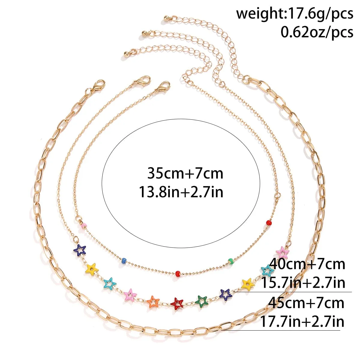 Chic Layered Colorful Enamel Star Chain Choker Necklace Set