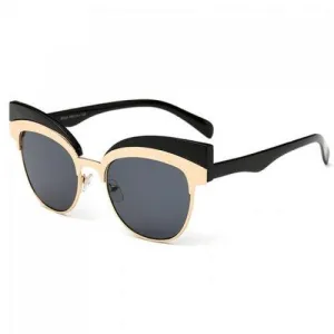 Chic Metal Splicing Black Frame Sunglasses For Women - Gray