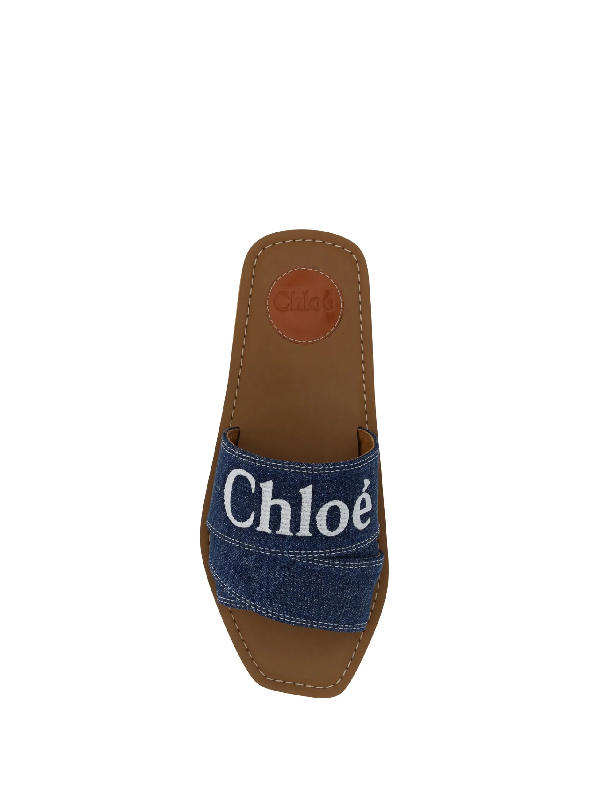 Chloé Blue Cotton Sumptuous Woody Slide Sandals In Denim