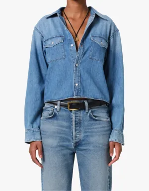 Citizens of Humanity Baby Shay Cropped Shirt in Carolina Blue