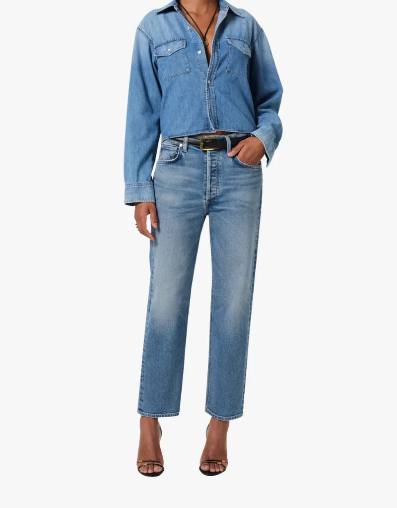 Citizens of Humanity Baby Shay Cropped Shirt in Carolina Blue