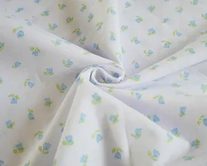 Clara Blue Shabby Chic Polycotton Floral Fabric
