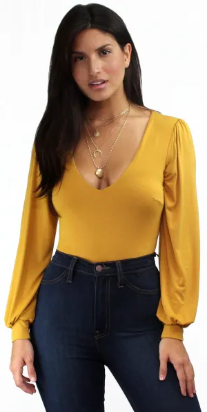 Cozy Up Mustard Long Sleeves Bodysuit