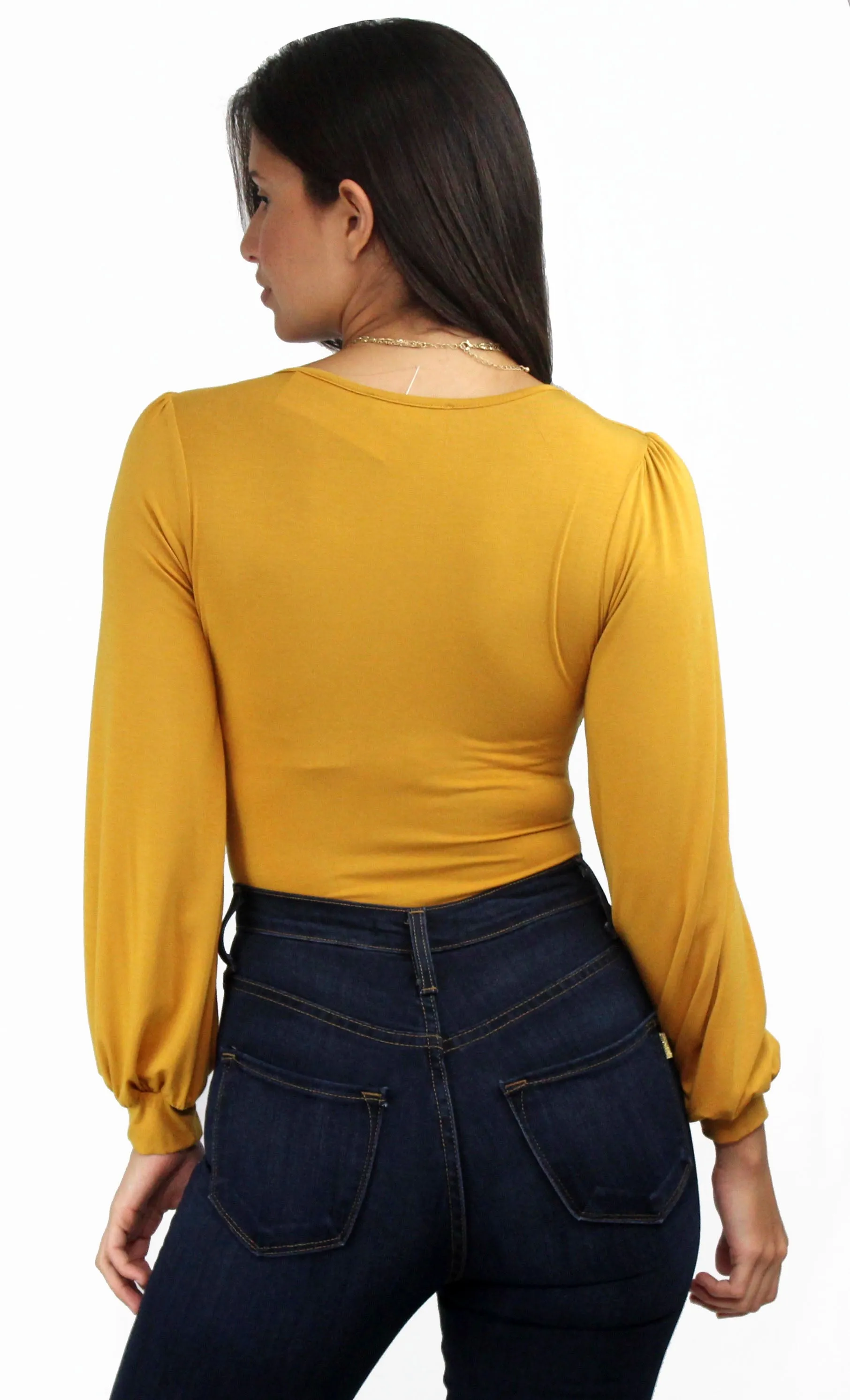 Cozy Up Mustard Long Sleeves Bodysuit