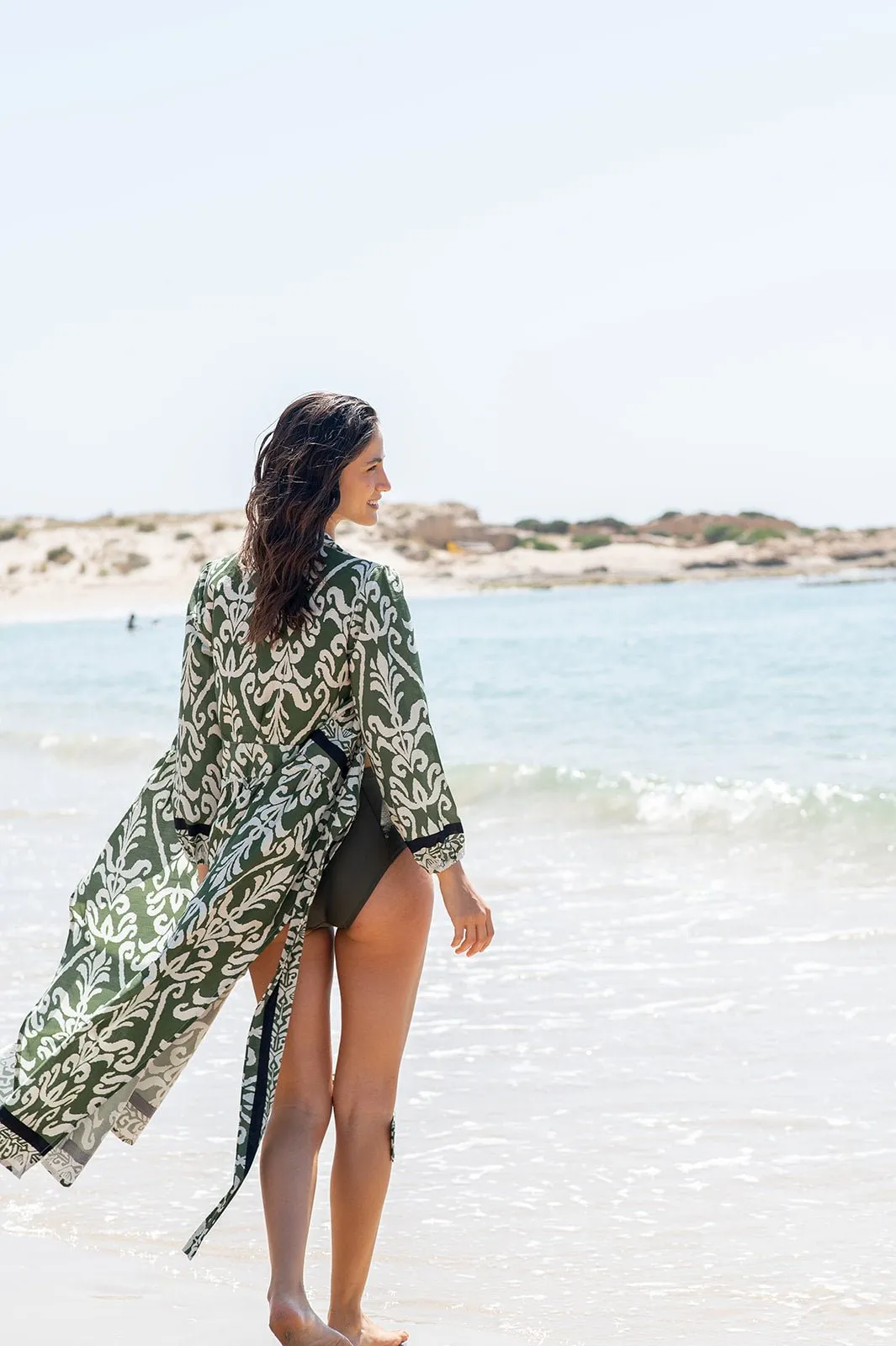 Dahab Kaftan Green & White
