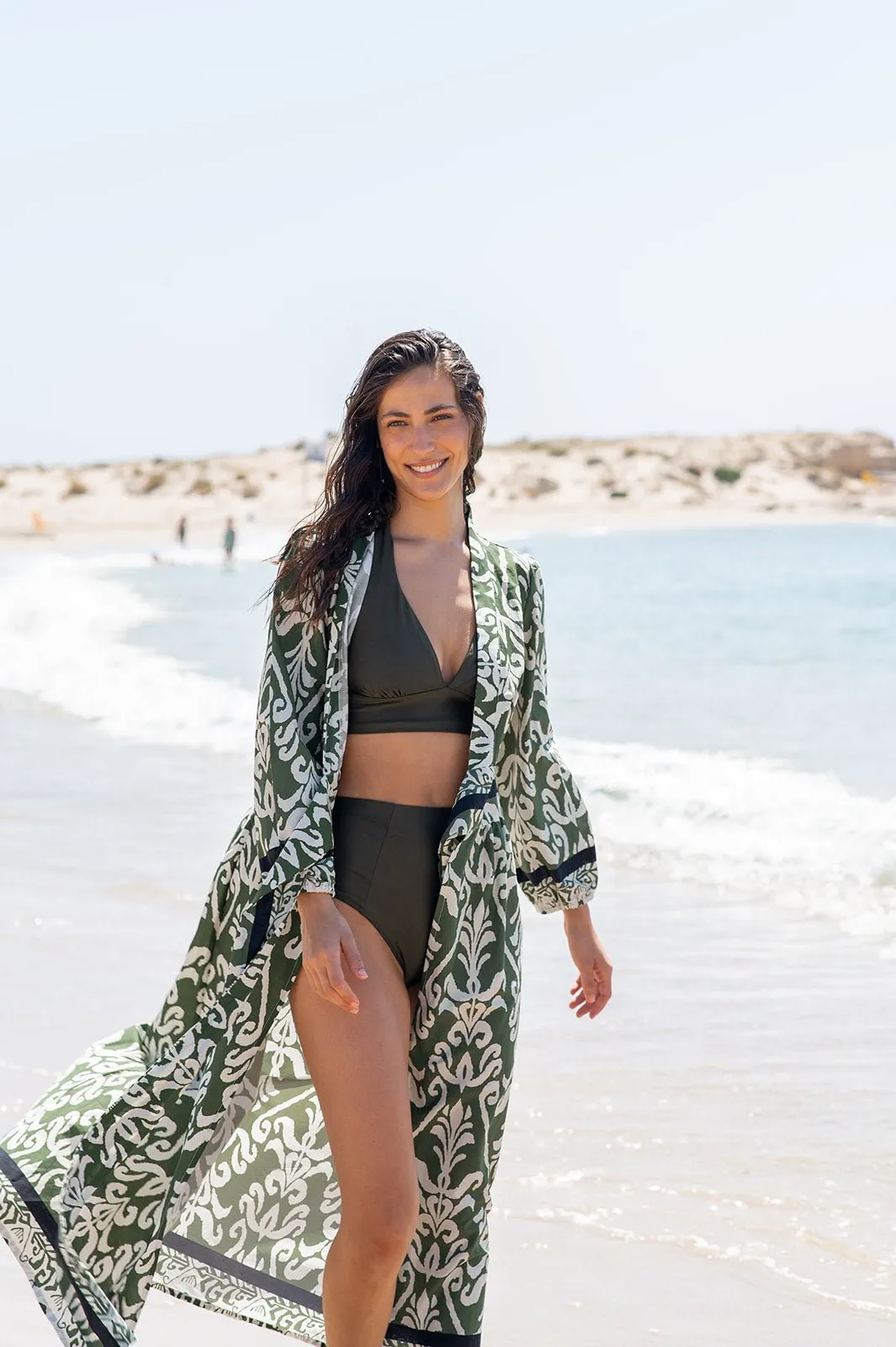 Dahab Kaftan Green & White