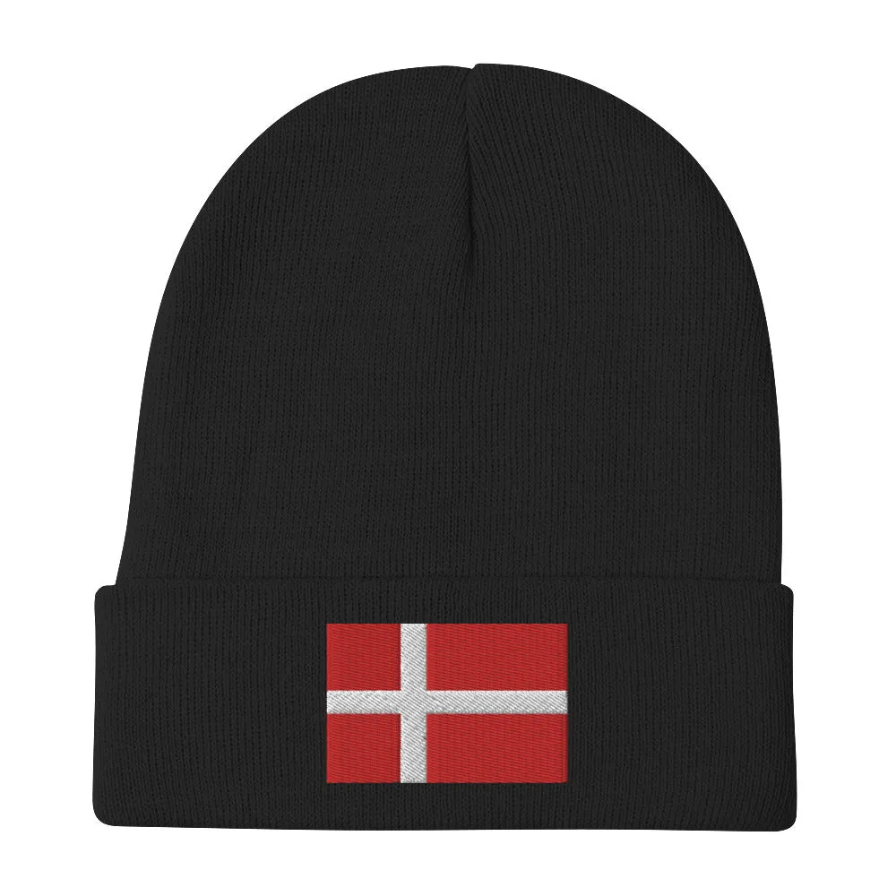 Danish Flag Embroidered Beanie