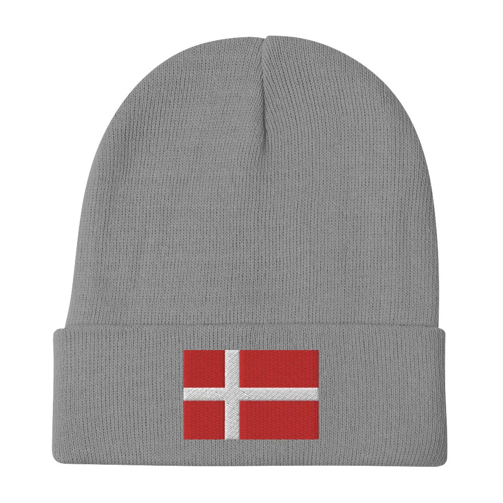 Danish Flag Embroidered Beanie