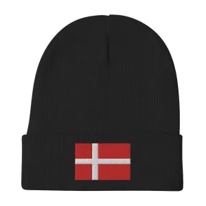 Danish Flag Embroidered Beanie