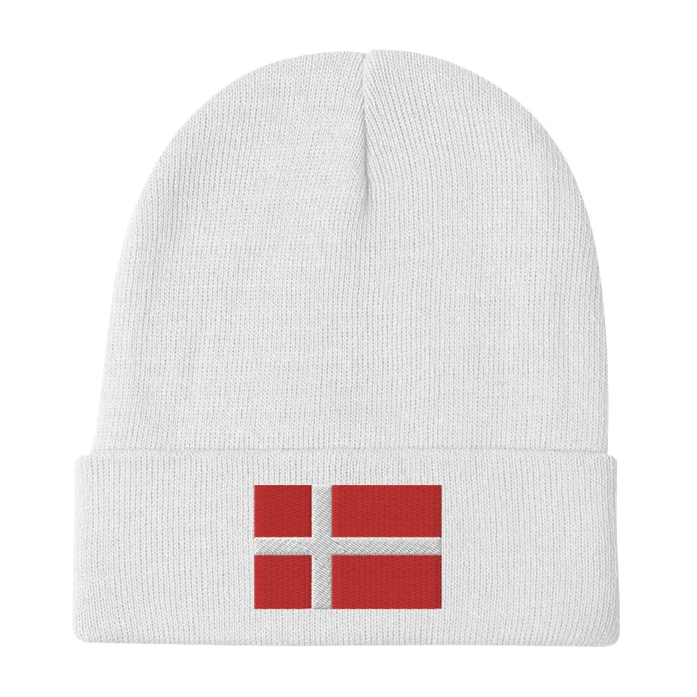 Danish Flag Embroidered Beanie
