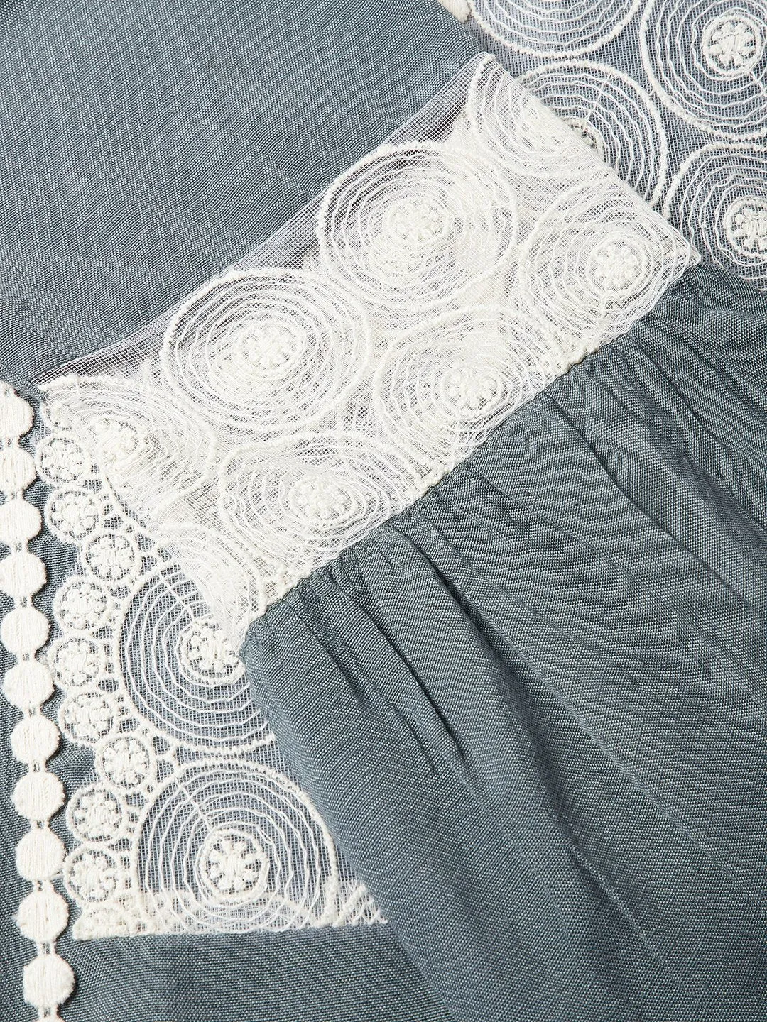 Dark Grey Schiffli Chikan Work Kurta Set