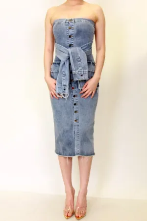 Deconstructed Tube Denim Dress
