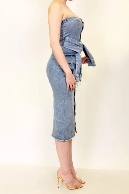 Deconstructed Tube Denim Dress