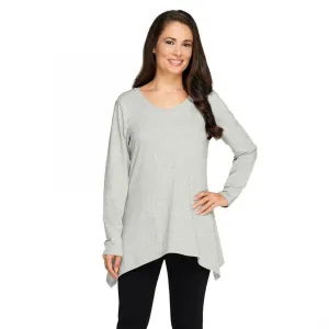 Denim & Co. Women's Perfect Jersey Long Sleeve V-Neck Trapeze Hem Top
