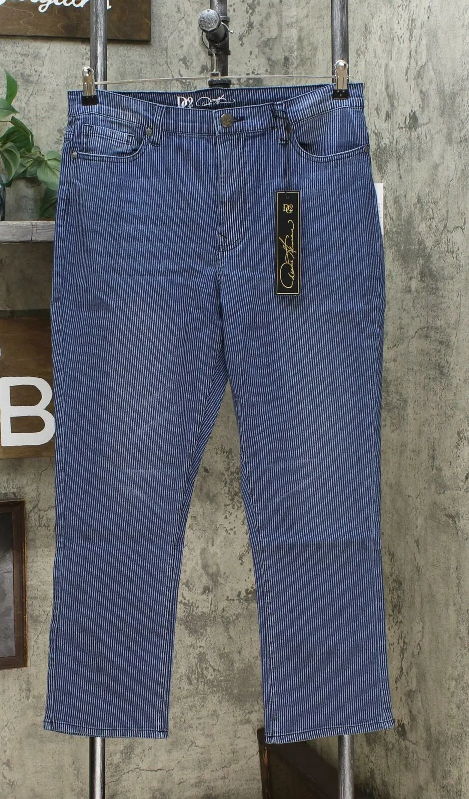 DG2 by Diane Gilman Women's Tall Classic Stretch Pinstripe Crop Jeans