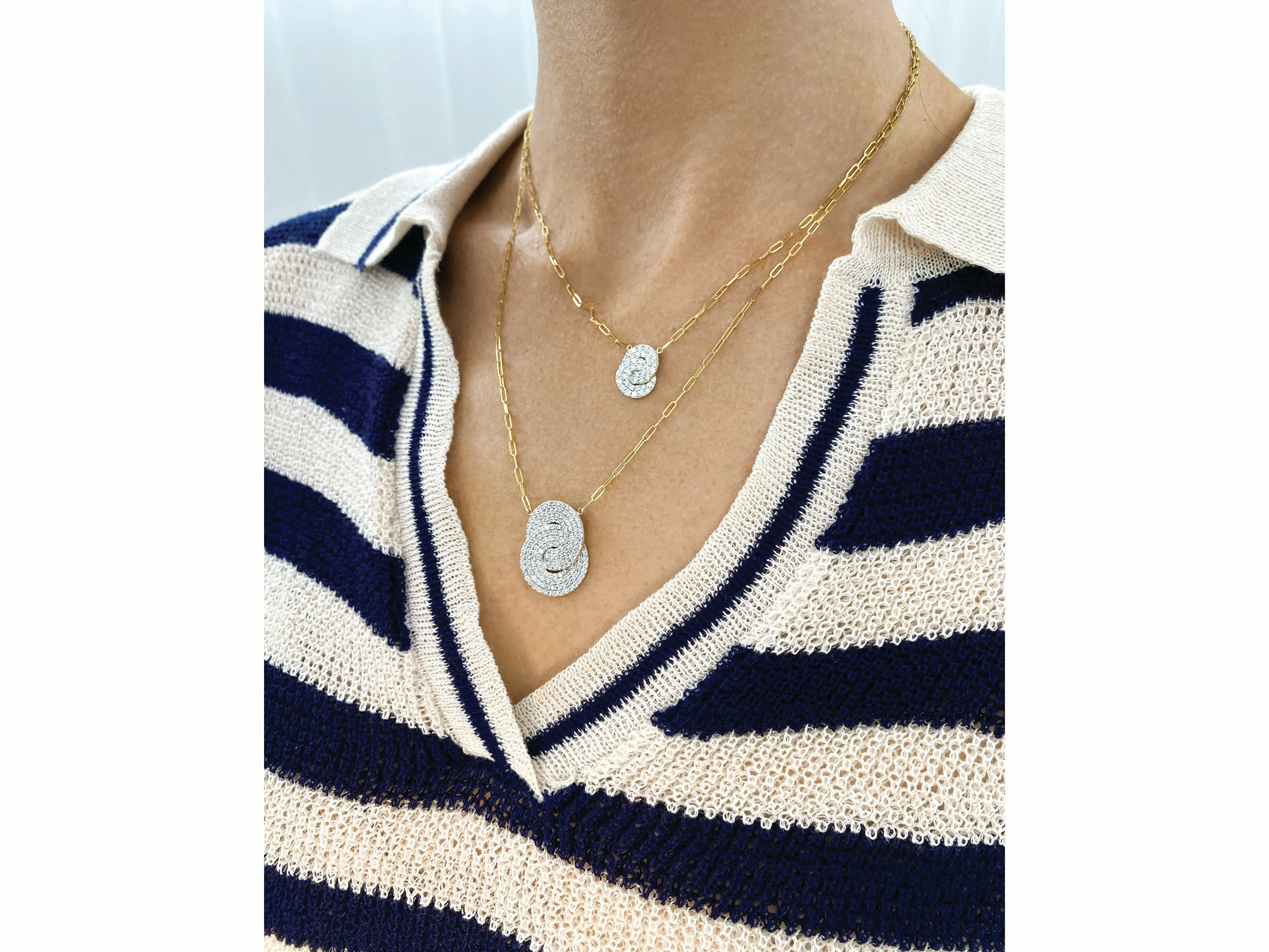 Diamond Large Double Interlocking Aura Necklace