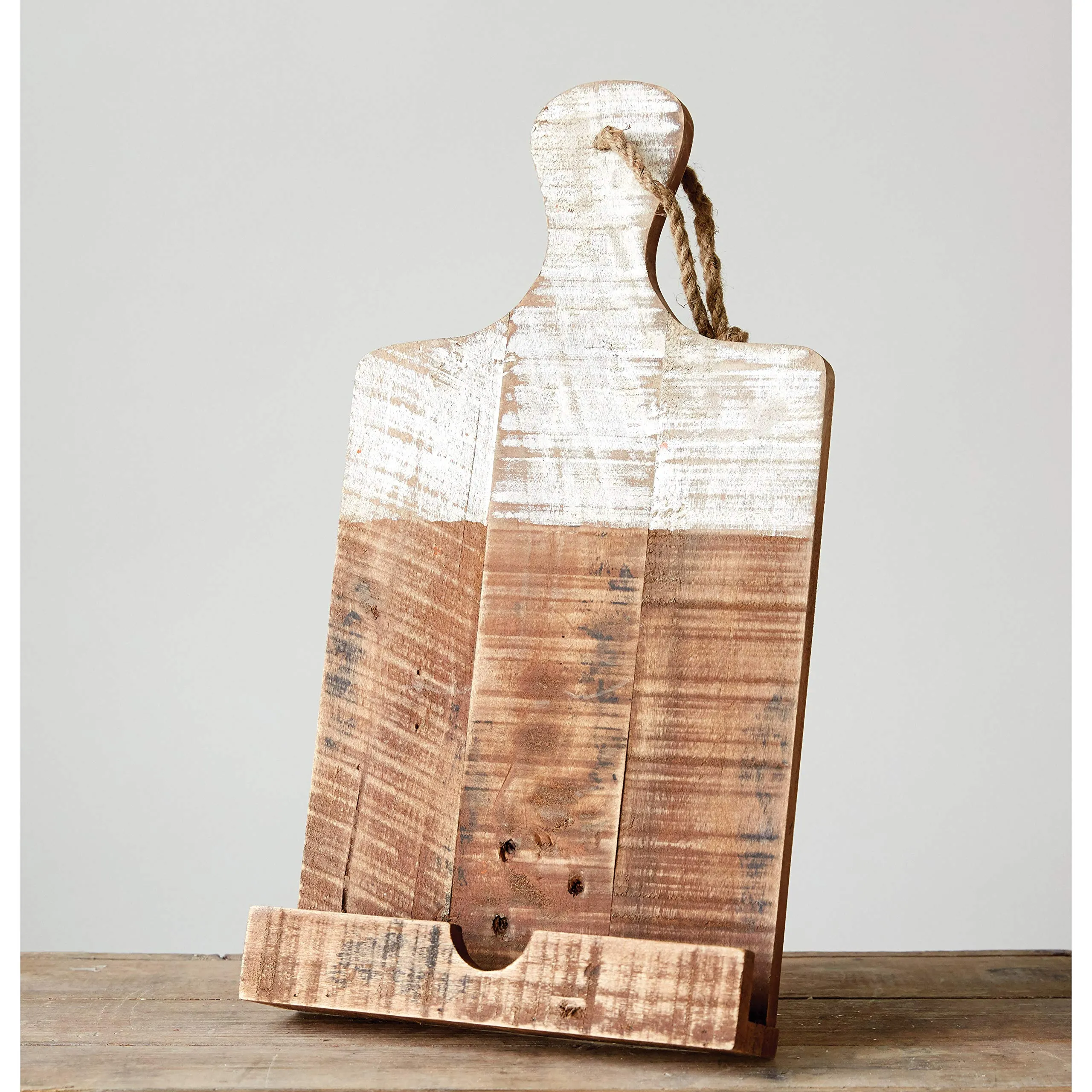 Distressed White Dipped Wood Tablet Holder by Creative Coop