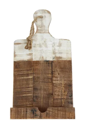 Distressed White Dipped Wood Tablet Holder by Creative Coop