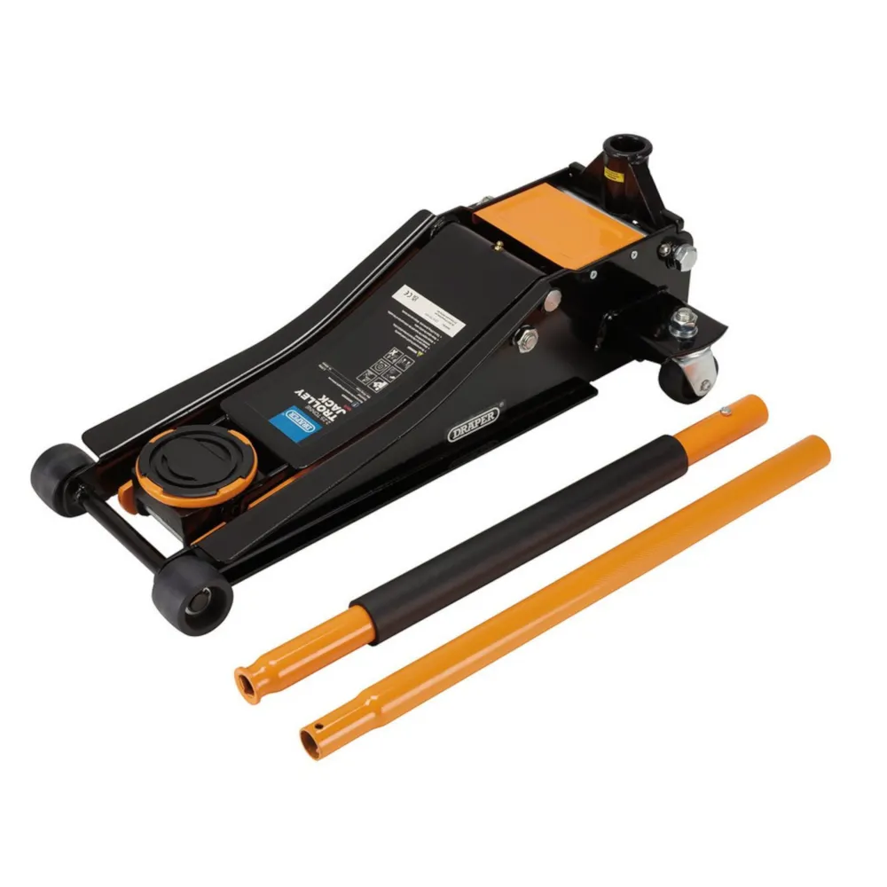 Draper 2.25 Tonne Low Entry Trolley Jack with Quick Lift - Orange - EX-D