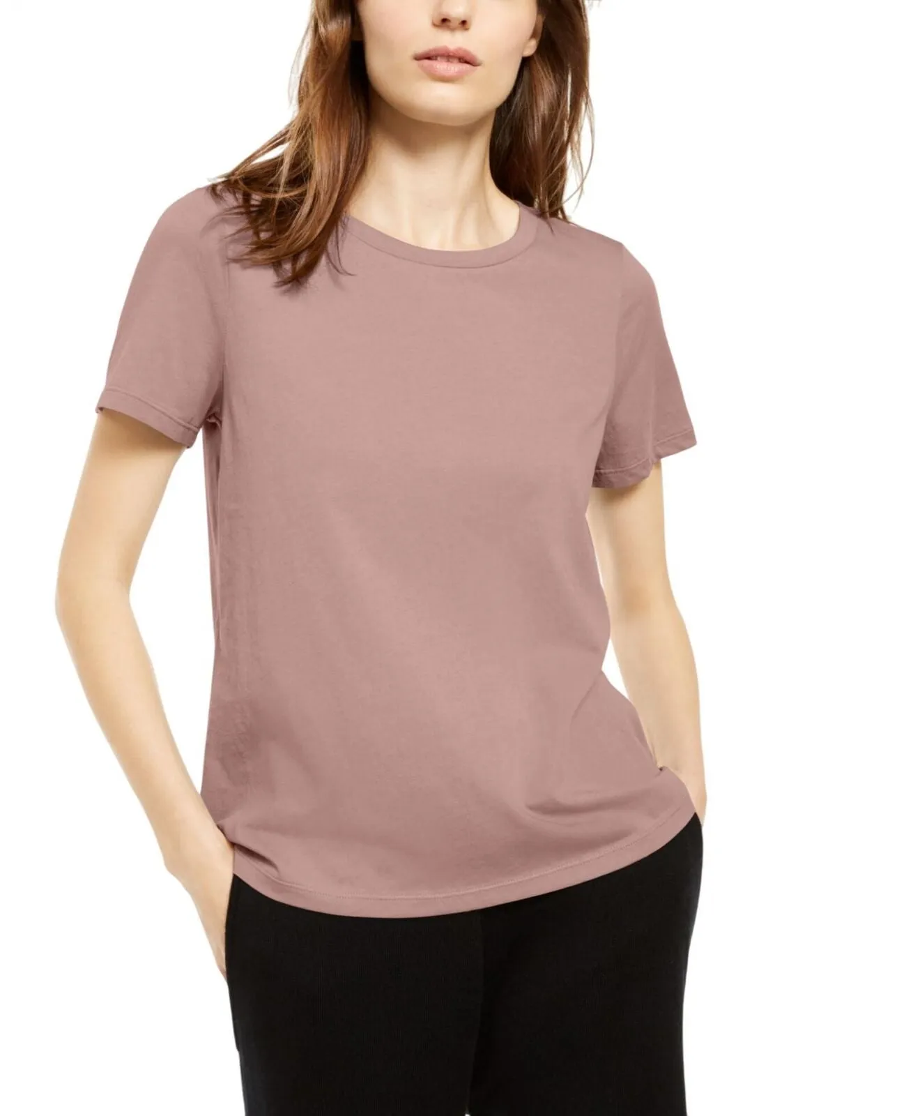 Eileen Fisher Womens Organic Cotton T-Shirt R9PID-T4100P Mauve Pink PM
