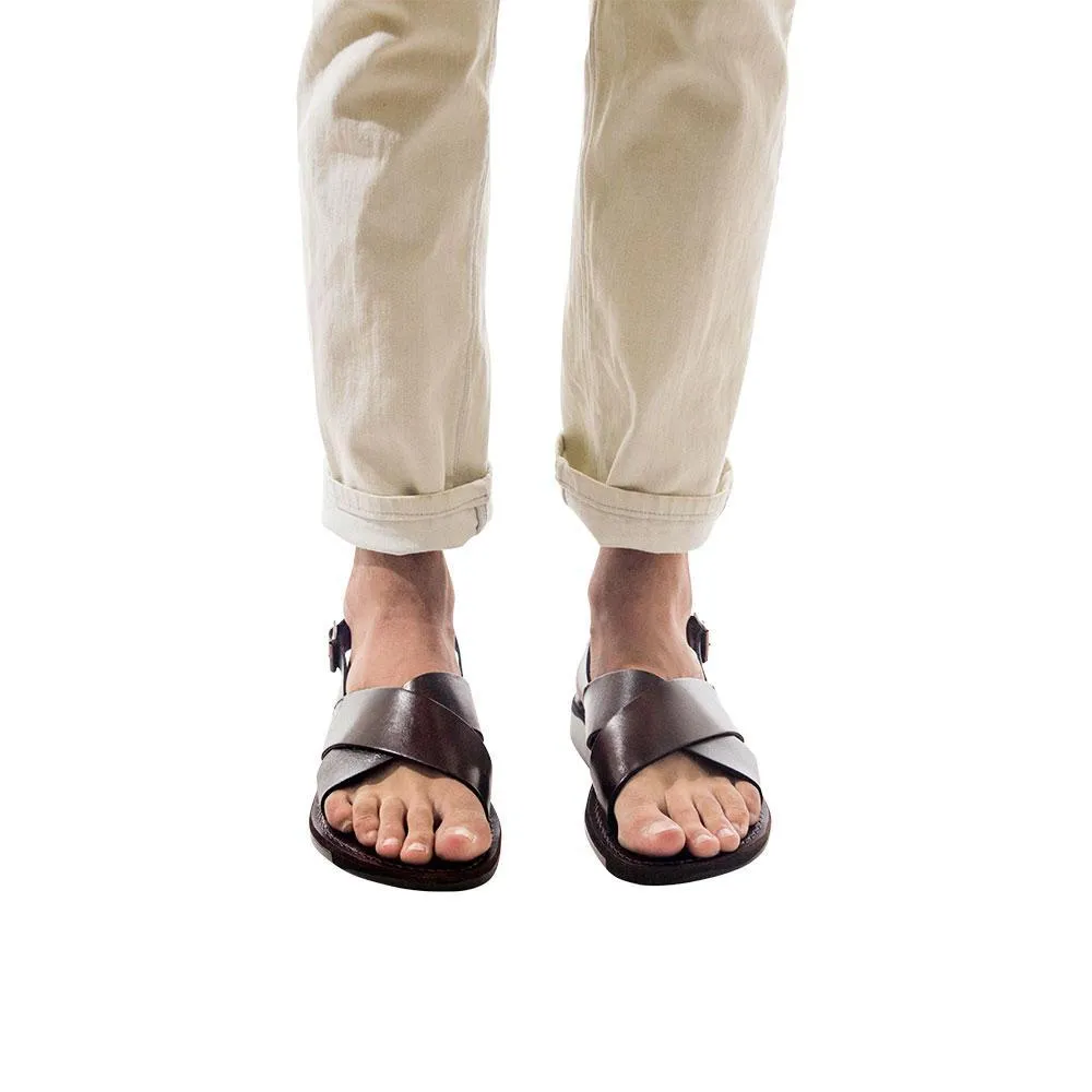 Elan Buckle - Leather Thick Strap Sandal | Brown