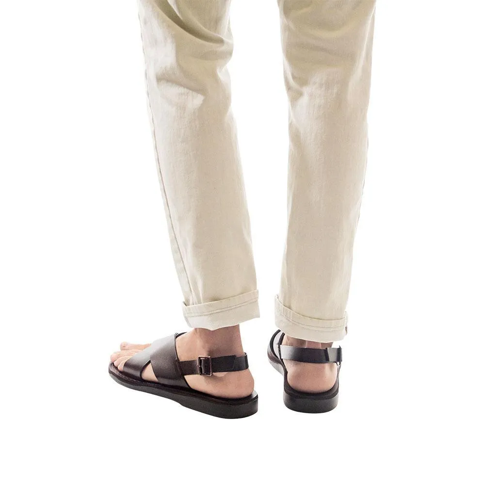 Elan Buckle - Leather Thick Strap Sandal | Brown