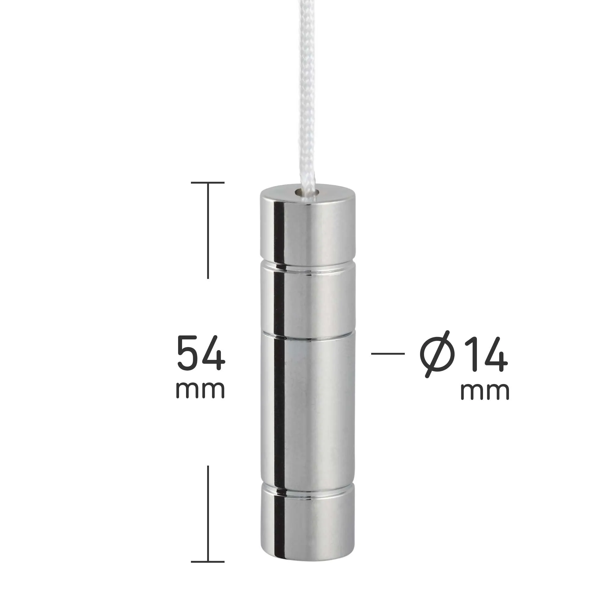 ElekTek Light Pull Cord Chain Handle Chrome Cylinder With 80cm Matching Ball Chain or Cord