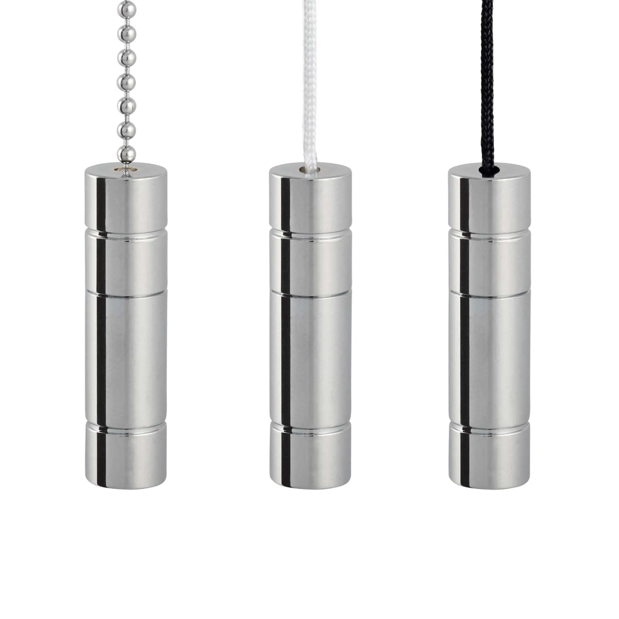 ElekTek Light Pull Cord Chain Handle Chrome Cylinder With 80cm Matching Ball Chain or Cord