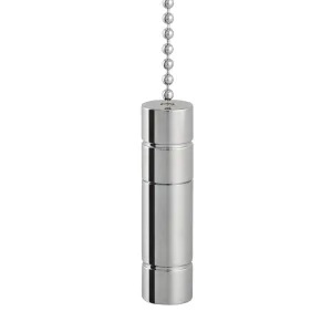 ElekTek Light Pull Cord Chain Handle Chrome Cylinder With 80cm Matching Ball Chain or Cord