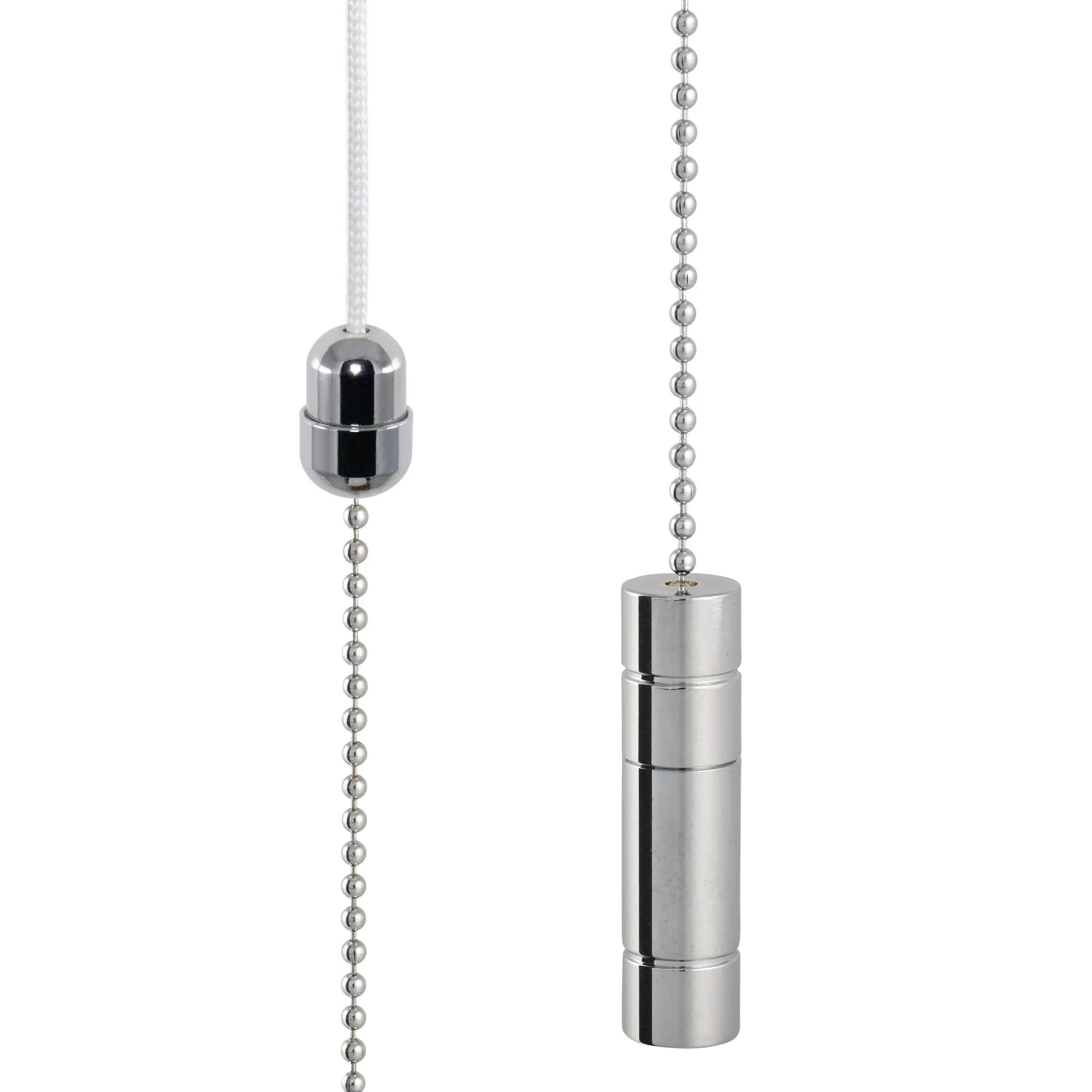 ElekTek Light Pull Cord Chain Handle Chrome Cylinder With 80cm Matching Ball Chain or Cord