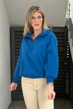 Flawless Feeling Half Zip Pullover-Classic Blue