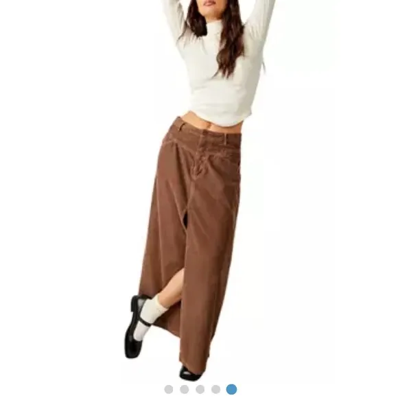 Free people Come As You Are Corduroy Maxi Skirt in Chocolate Brown size 6