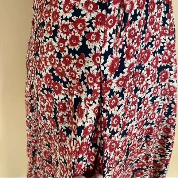Free People Laced Up Corset Mid Sleeve Floral Mini Dress in Black Combo Size S
