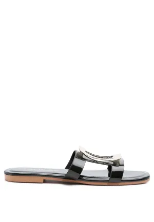 giulia black metal plaque slip-on flat