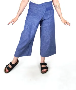 Gorman blue cotton wide leg pants size medium