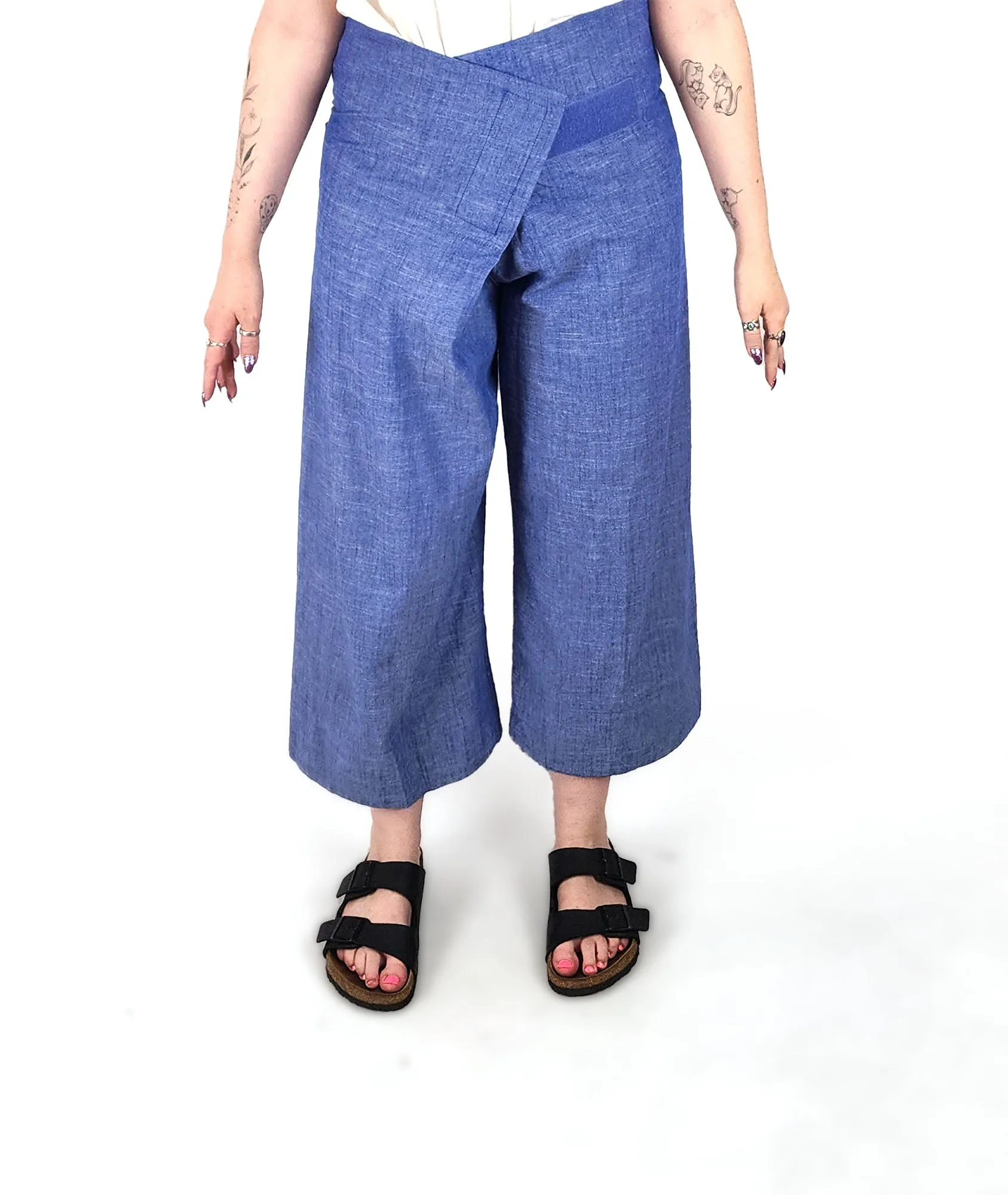 Gorman blue cotton wide leg pants size medium