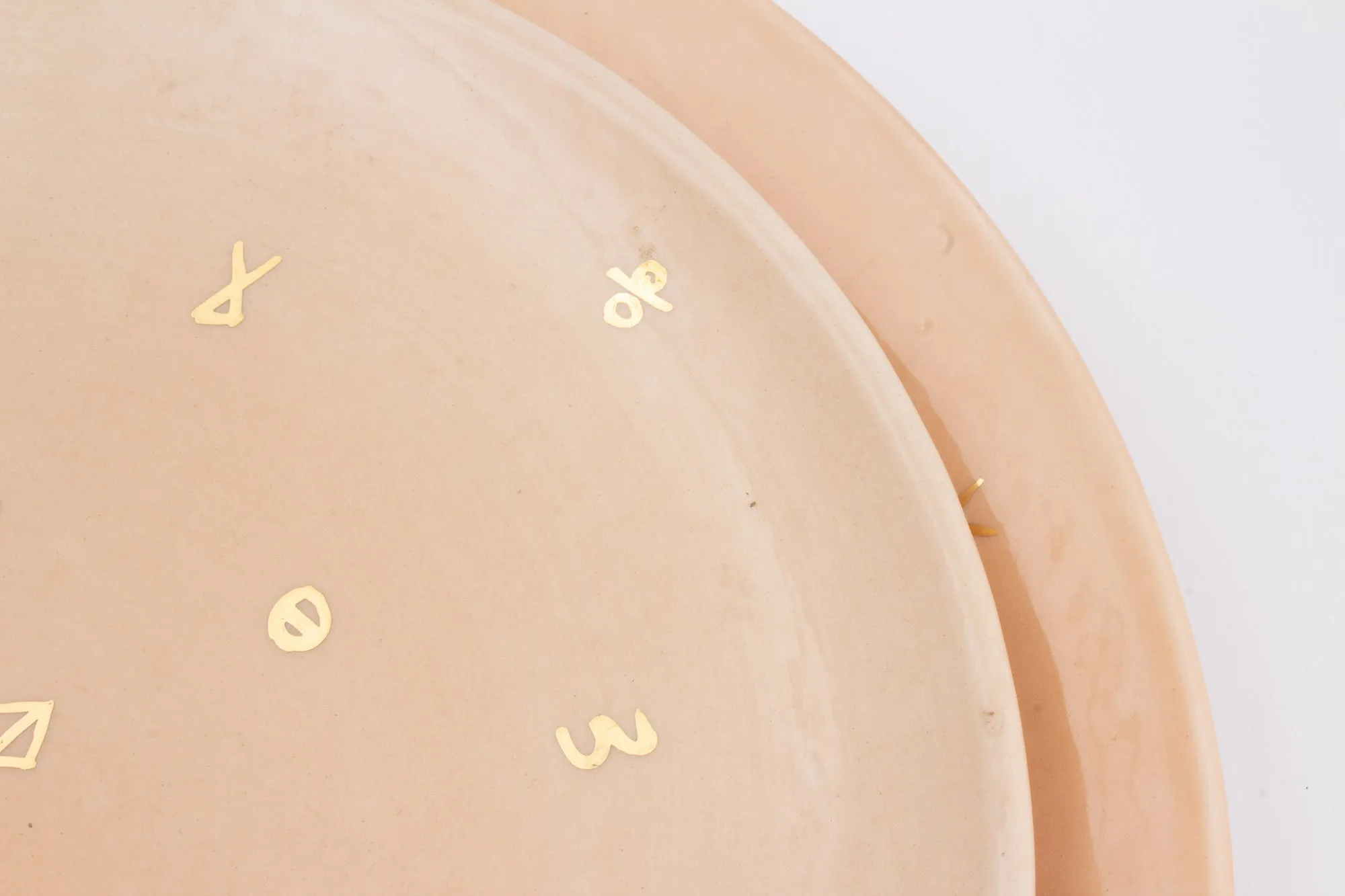 Handmade Nude Glazed Moroccan Plates with 12K Gold Accent
