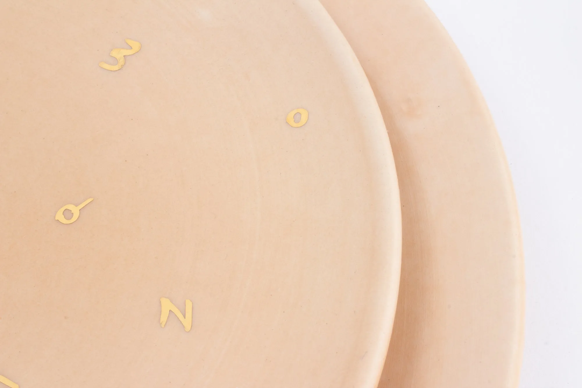Handmade Nude Glazed Moroccan Plates with 12K Gold Accent