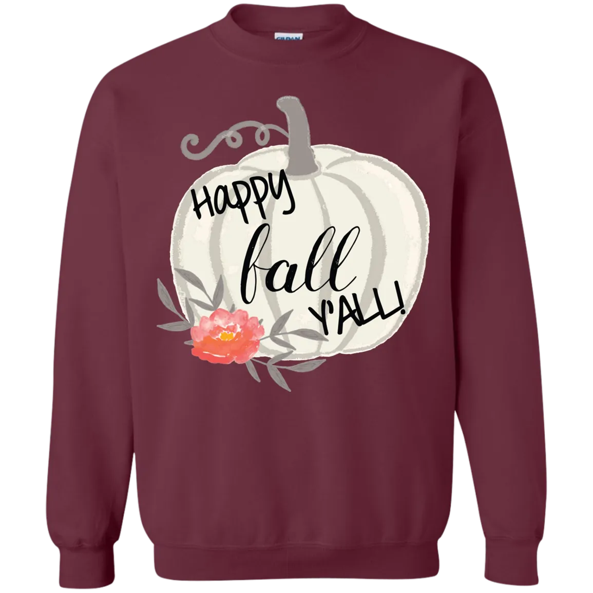 Happy Fall Y’all Watercolor Pumpkin Gildan Sweatshirt – Cozy Autumn Style