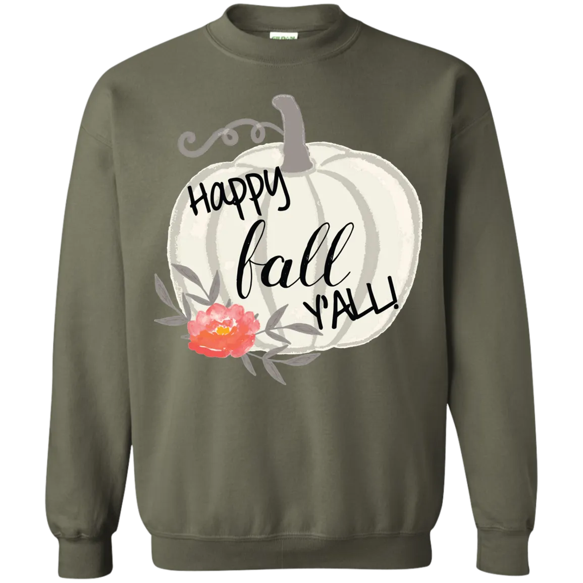 Happy Fall Y’all Watercolor Pumpkin Gildan Sweatshirt – Cozy Autumn Style