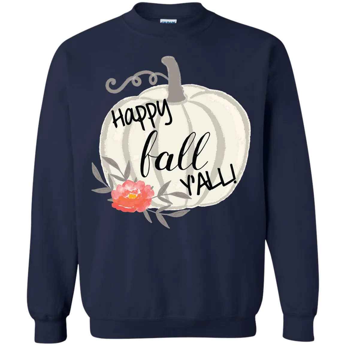 Happy Fall Y’all Watercolor Pumpkin Gildan Sweatshirt – Cozy Autumn Style