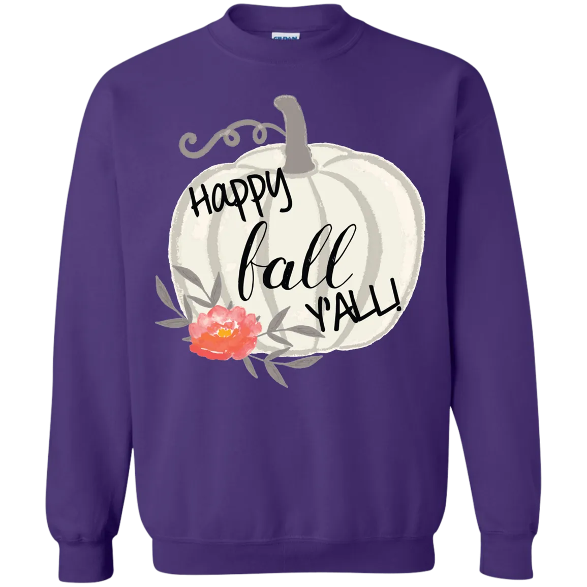 Happy Fall Y’all Watercolor Pumpkin Gildan Sweatshirt – Cozy Autumn Style