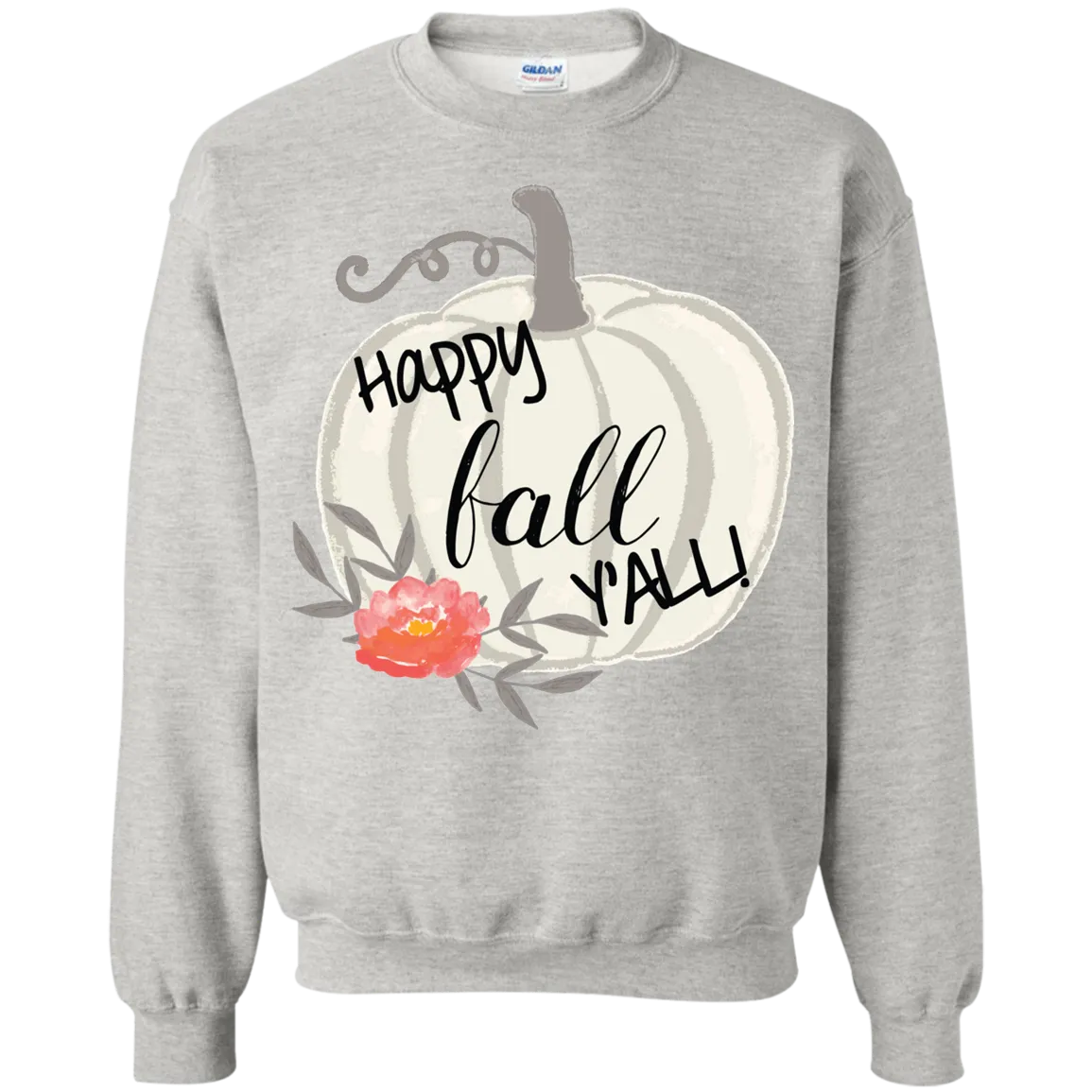 Happy Fall Y’all Watercolor Pumpkin Gildan Sweatshirt – Cozy Autumn Style