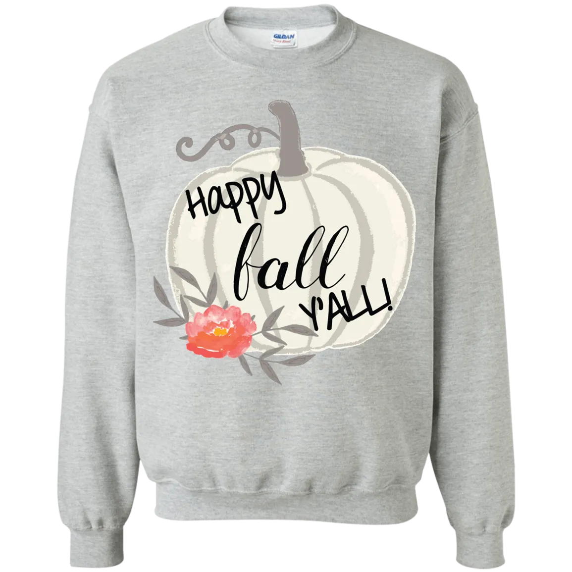 Happy Fall Y’all Watercolor Pumpkin Gildan Sweatshirt – Cozy Autumn Style